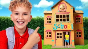 24 часа в картонной ШКОЛЕ!!!