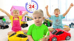 Диана и Рома выполняют веселые задания 24 часа🥳