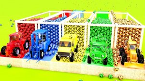 Учим цвета с помощью уличных транспортных средств грузовиков и тракторов! Видеоролик для детей!
