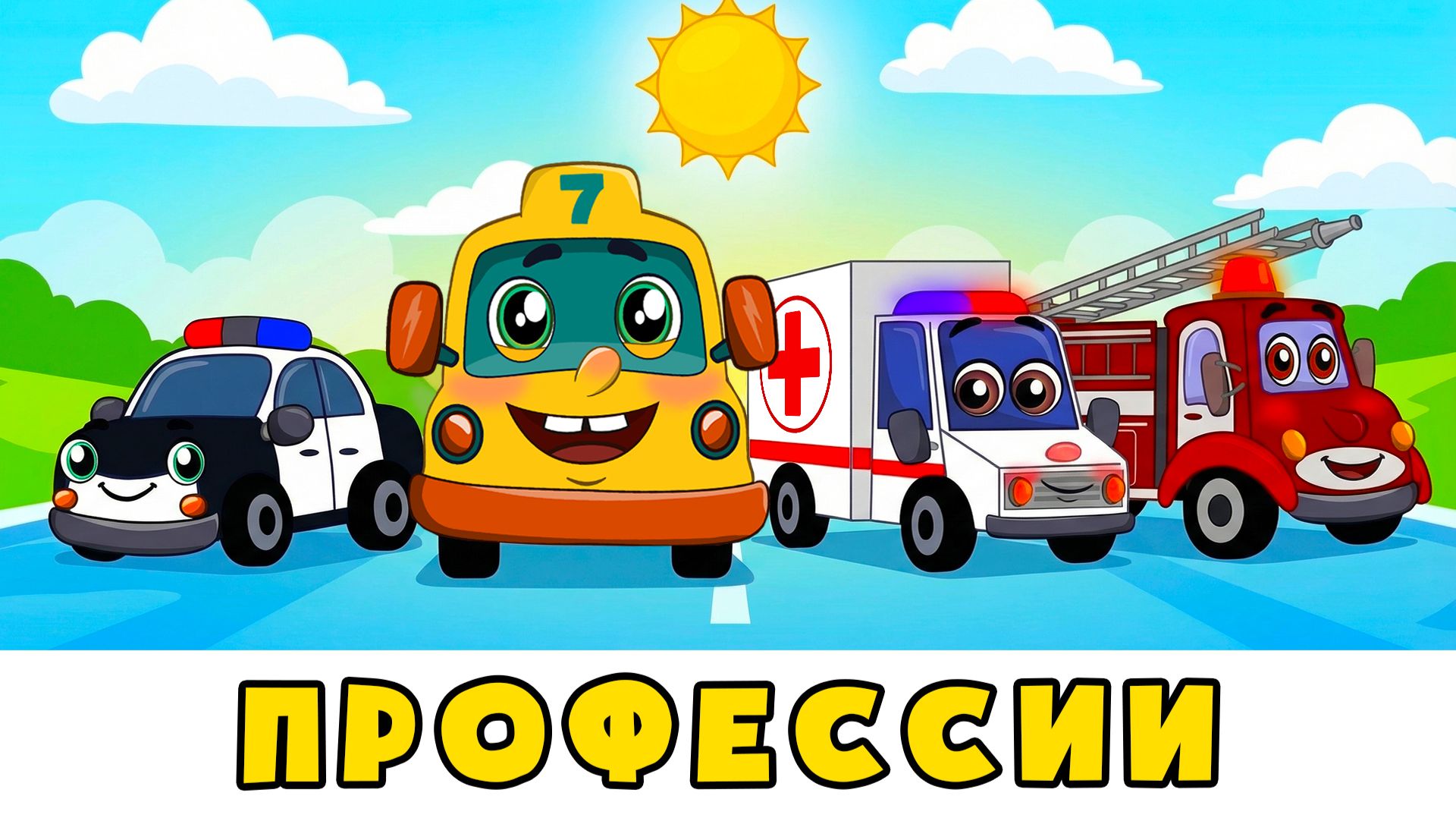 Учим ПРОФЕССИИ | Автобус Борис | Пожарная, Скорая и Полиция | Развивающий мультик про машинки