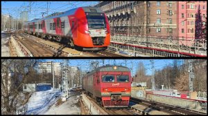 ЭТ2ЭМ 003 и ЭС2Г 007/012 на станции Ланская