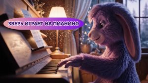 Зверек красиво играет на пианино