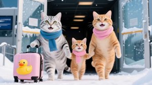 Семья Рыжика воссоединяется с моти-пингвином: катание на лыжах, рыбалка и отдых в снежном онсэне!