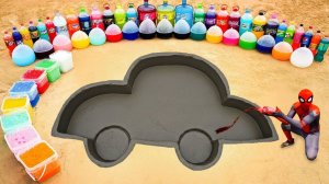 Как сделать машину из цемента и Orbeez, гигантской Кока-колы, шариков Фанты, Mtn Dew