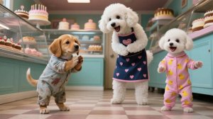 Мама-собака и крошка-щенок скрасили день бедного щенка в кондитерской 🥺🍰✨