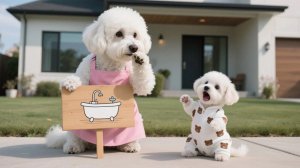 Крошка-щенок не любит купаться, но мама-собака знает, как его уговорить 🐶�