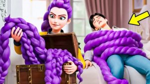 Благодоря чудо сундуку волосы Руми становяться необычайно длинными. Охотники на демонов.