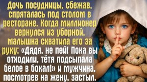 Дочь посудницы, сбежав, спряталась под столом в ресторане. Когда миллионер вернулся из уборной..