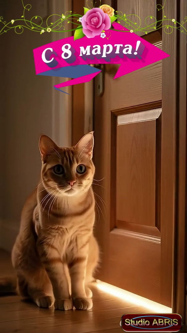 8 марта – поздравление от котика