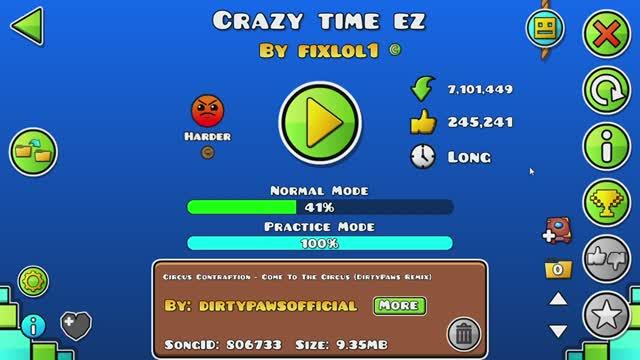 Прошел облегчённую версию CRAZY TIME в Geometry Dash (это жесть)