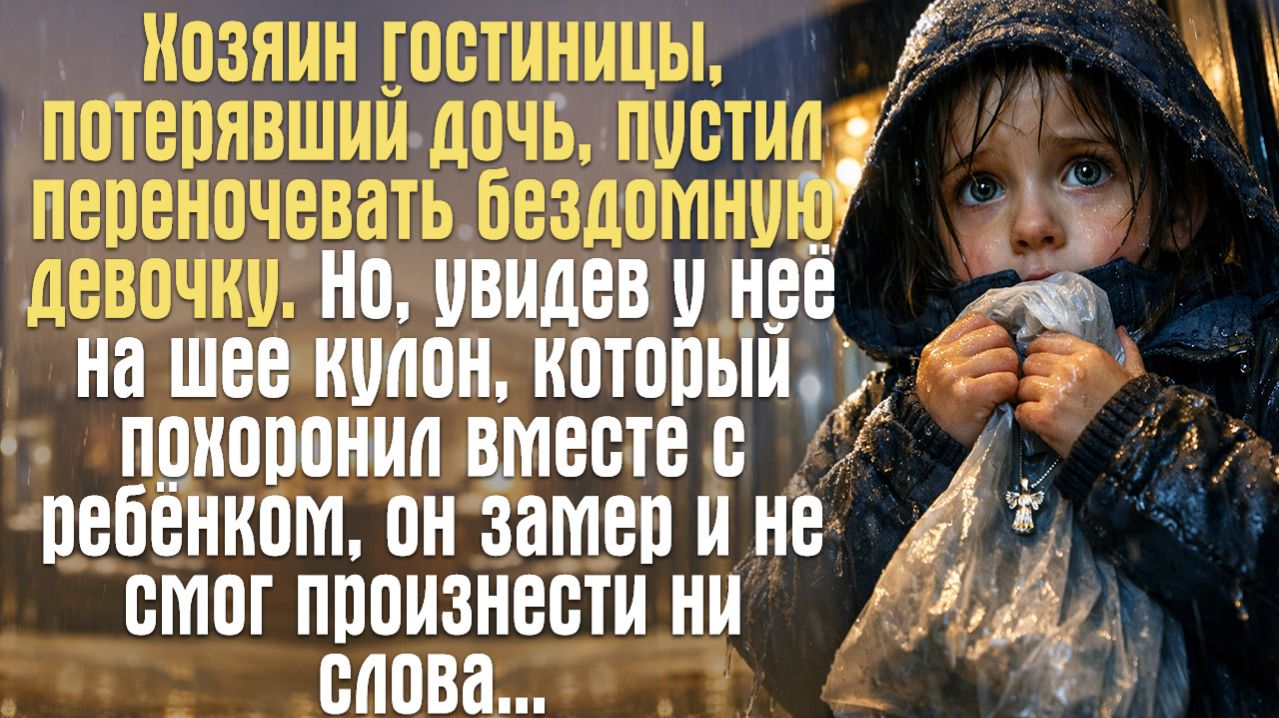 Хозяин гостиницы, потерявший дочь, пустил переночевать бездомную девочку. Но, увидев у неё на шее