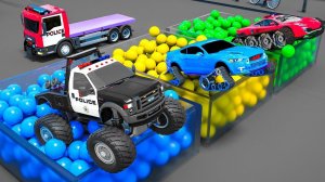 Изучаем цвета с радужными полицейскими машинами и полицейскими машинами-монстрами для детей