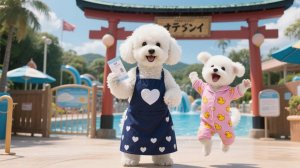 Мама-собака и крошка-щенок готовят самый милый ланч для веселого дня в аквапарке 🐶💦🍱