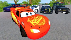 5 МАШИНОК и Молния Маквин прыгают с горы! 🌈 Разбили ВСЕ! (BeamNG.drive)