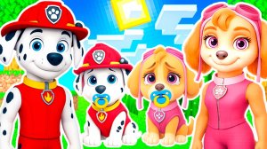 ВСТРЕТИЛ СЕМЬЮ МАРШАЛА и СКАЙ с ДЕТЬМИ и ПОСТРОИЛ ИМ ДОМ ЩЕНЯЧИЙ ПАТРУЛЬ в МАЙНКРАФТ