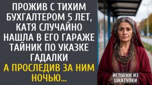 истории из жизни Прожив с тихим бухгалтером 5 лет, случайно нашла в гараже тайник по указке гадалки…