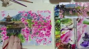 Урок акварели «Восточный сад» - Оксана Кудряшова okoshko_art - Как научиться рисовать