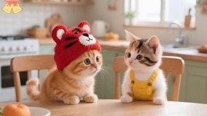 Самое МИЛОЕ кошачье семейство на зимних каникулах! ⛷️ Котята Тигренок и Пчелка катаются на лыжах!❄✅П