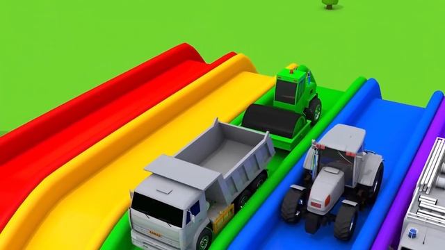 Учим цвета с 7 Уличными Транспортными Средствами - Для детей