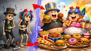 Раз и ты ЖИРОБАС! СИМУЛЯТОР ОБЖОРСТВА в РОБЛОКС! Папа и ДОЧКА стали самыми ТОЛСТЫМИ в МИРЕ!