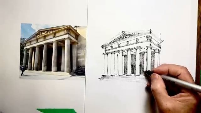 Штриховка в архитектуре. Автор разбирает тонирование и штриховку по форме.