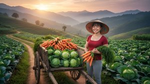 Сбор Большого Количества Свежей Моркови – Вывоз Ее на Загородный рынок для Продажи.