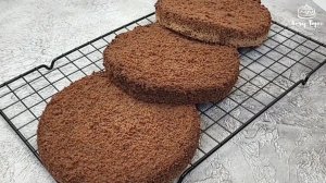 🍫 ПЫШНЫЙ ШОКОЛАДНЫЙ БИСКВИТ для торта диаметром 18 см 💫 Воздушный и насыщенный