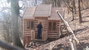 Человек строит дом для выживания в лесу за 60 дней