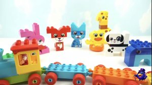 КОТИКИ И СОБАЧКИ ДЛЯ ДЕТЕЙ.  ЗВУКИ ЖИВОТНЫХ ДЛЯ ДЕТЕЙ.  ЛЕГО ПАРОВОЗИК ВЕЗЕТ ЖИВОТНЫХ В ПУТЕШЕСТВИЕ.