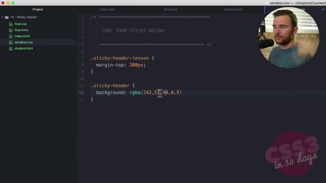 freeCodeCamp.org - 0191 - Sticky Header. CSS Tutorial (Day 14 of CSS3 in 30 Days)