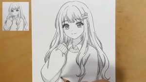 Как нарисовать милую аниме-девушку шаг за шагом или Простой эскиз карандашом (2)