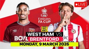 Вест Хэм — Брентфорд Футбол. Англия. Кубок. 1/8 финала 09.03.2026 Прямая трансляция