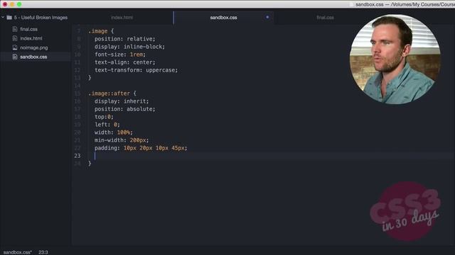 freeCodeCamp.org - 0182 - Useful Broken Images. CSS Tutorial (Day 5 of CSS3 in 30 Days)