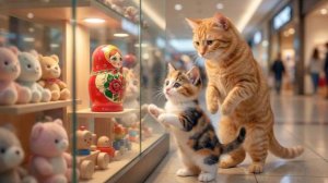 МИЛЫЙ КОТИК ХОЧЕТ КУПИТЬ МАТРЁШКУ В МАГАЗИНЕ И НЕРАВНОДУШНАЯ КОШЕЧКА ПОМОГАЕТ КОТЁНКУ МИМИМИЪХЪЪЪЪъх