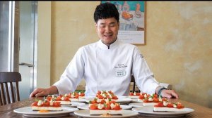 паннакотта с томатом и базиликом из Кореи