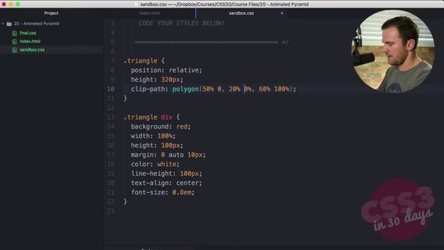 freeCodeCamp.org - 0197 - Animated Pyramid. CSS Tutorial (Day 20 of CSS3 in 30 Days)