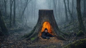 Как построить тайное убежище из пня ｜ Экстремальное выживание.