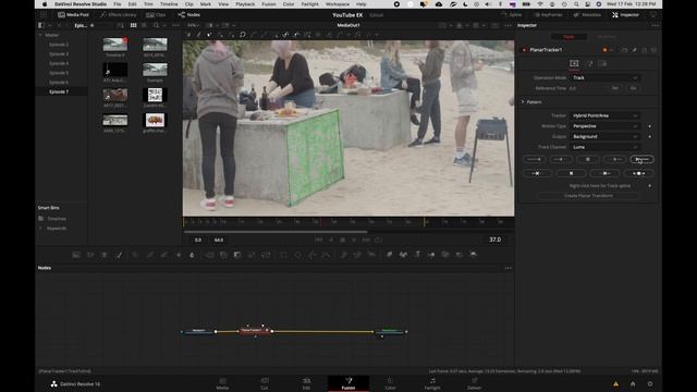 Трекинг и добавление изображения на плоскость в Davinci Resolve Fusion