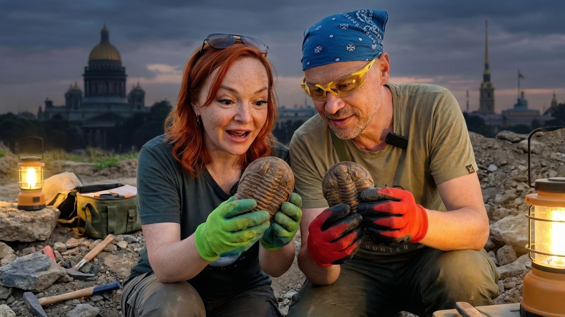 Нашли трилобитов, на берегу р. Волхов. Процесс препорации трилобитов.