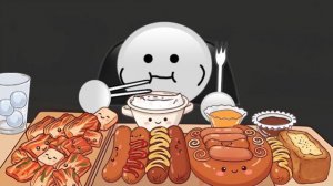 АСМР МУКБАНГ: ЭМОДЗИ КОТ ПОЕДАЕТ🍱 ГИГАНТСКИЕ СОСИСКИ С СОУСОМ И РИСОМ! ВКУСНЯТИНА!! РЕАКЦИЯ