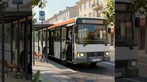 автобус Мерседес на остановке