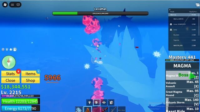 уничтожение Левиафана (залутал искусство крови) Bloxfruits