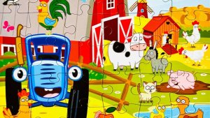 Синий трактор по полям - пазл 🧩 видео для детей | Мультики с игрушками | Видео для самых маленьких