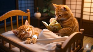 😹Мама кошечка укладывает спать своего маленького котёночка и читает ему сказки🔥