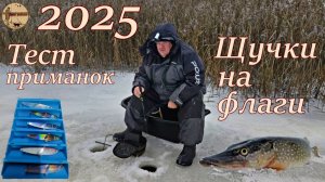 Рыбалка со льда.Щука на флаги,Тест бюджетных приманок.#рыбалка .#щука .#озеро.#блесна. #жерлица.