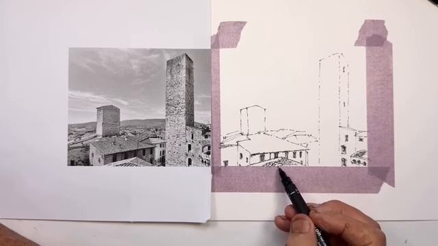 Простой способ улучшить свои пейзажные зарисовки. Сравниваем 2 типа контурных линий