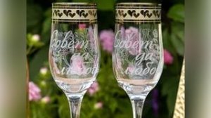 Набор винтажных свадебных фужеров прозрачного цвета 2 шт, Гусевской хрустальный завод 2001 г