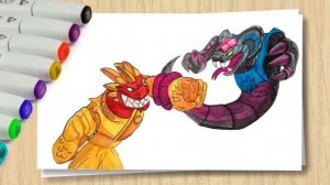Как нарисовать Блейзагота против Вайпера_ Heroes of Goo Jit Zu_ Blazagon VS  Viper Рисуем Кобру