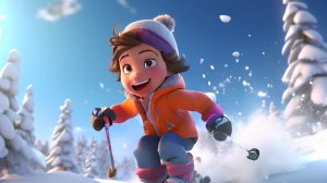 Мультик дети катаются на лыжах ,песенка для детей и малышей,развивающий мультфильм.