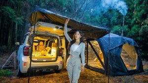 Кемпинг в сильный дождь в надувной палатке. Тепло и уют последи слякоти. Бушкрафт